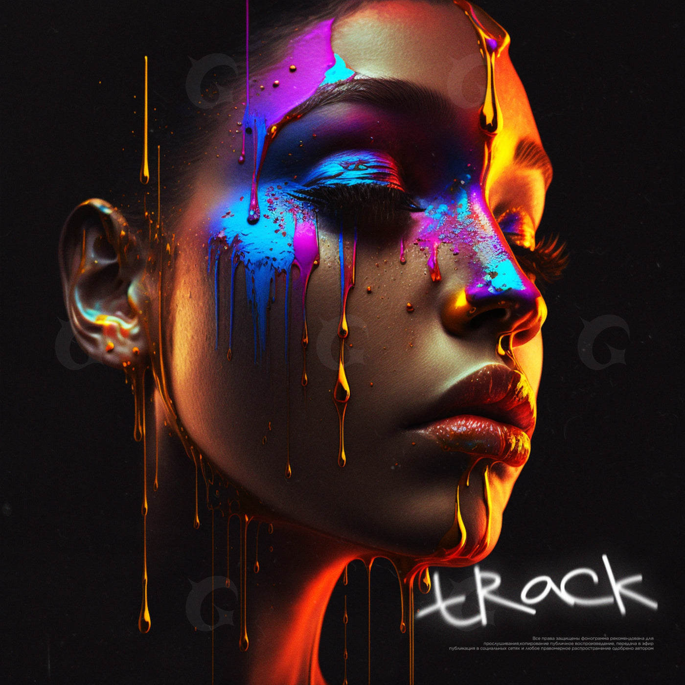 Melting neon face