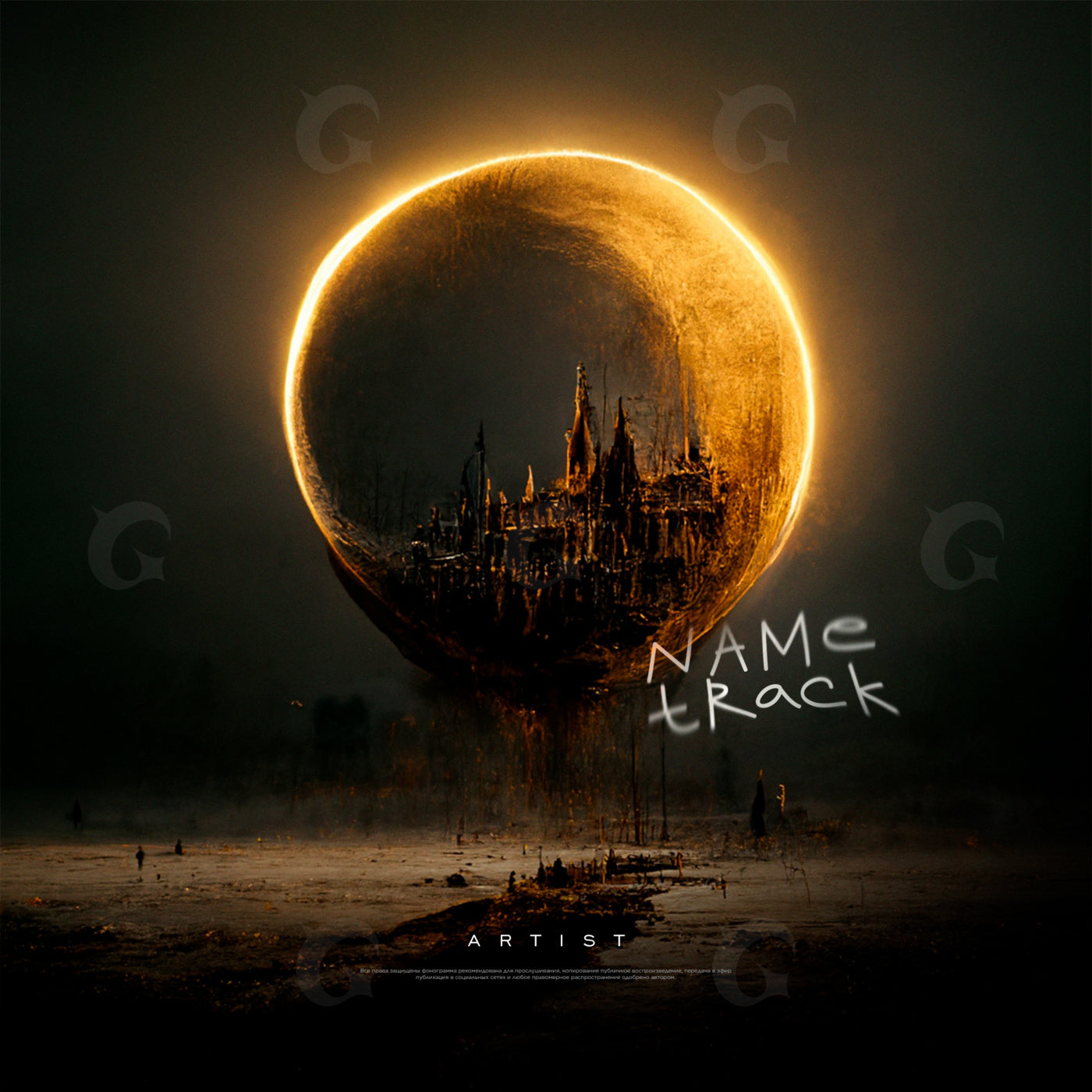 Floating ruined cityscape