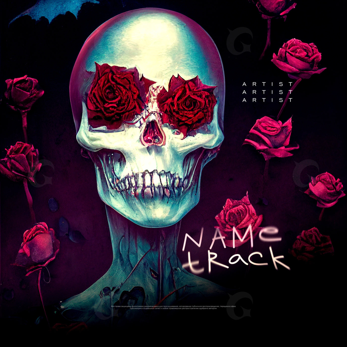 Skull with rose eyes