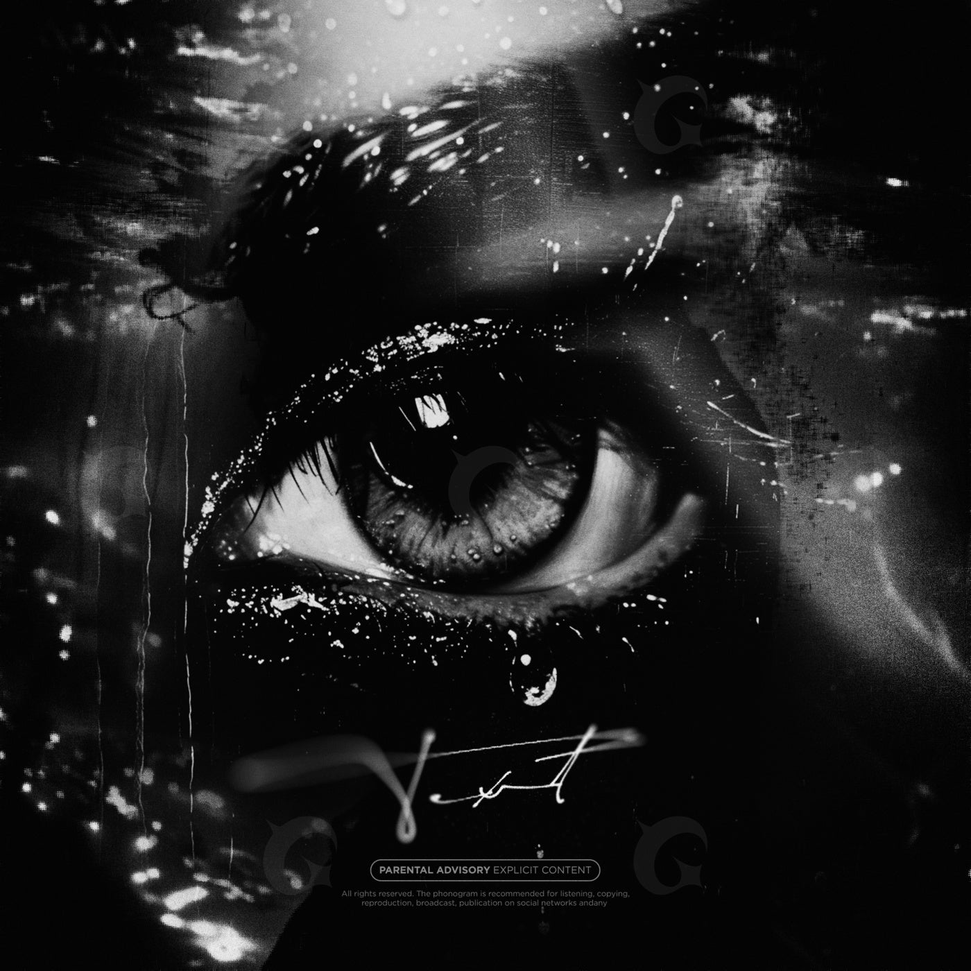 Tearful eye in shadow