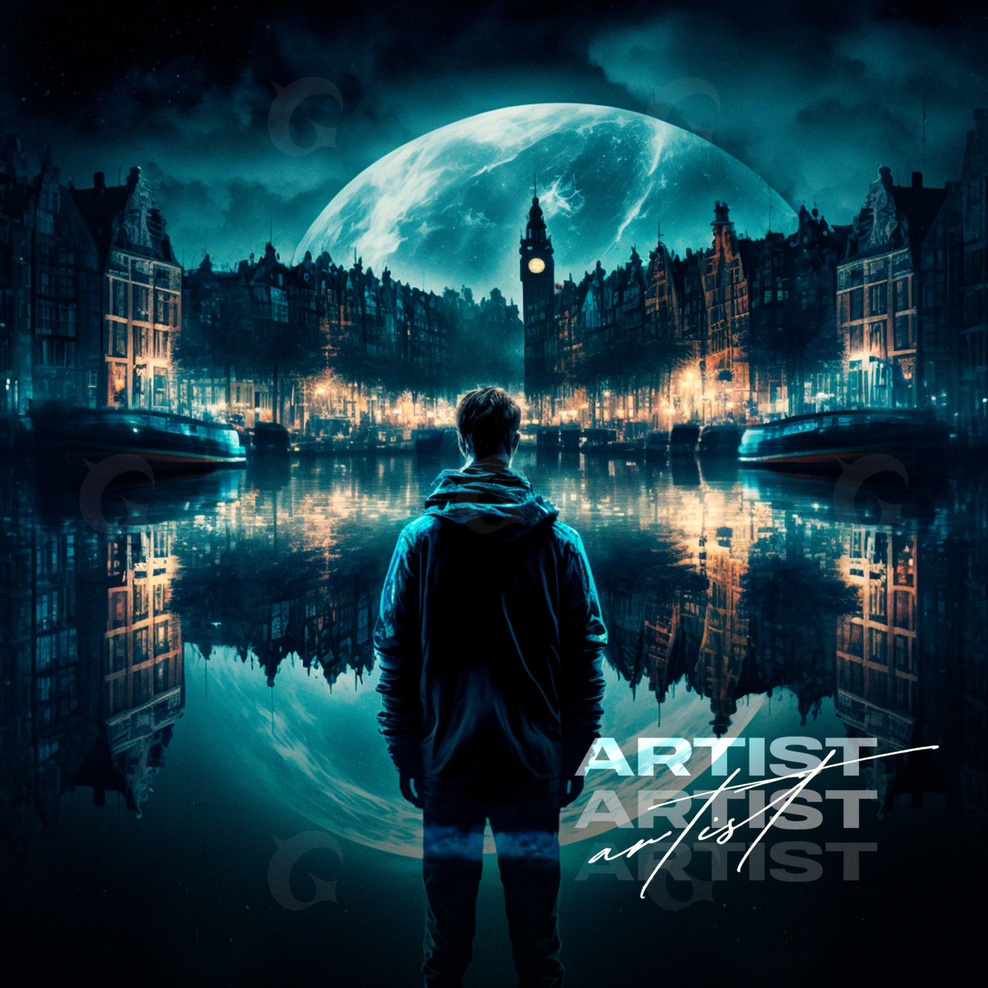 Moonlit canal watcher