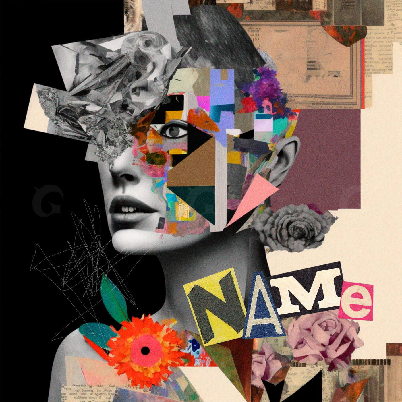 Fragmented face collage