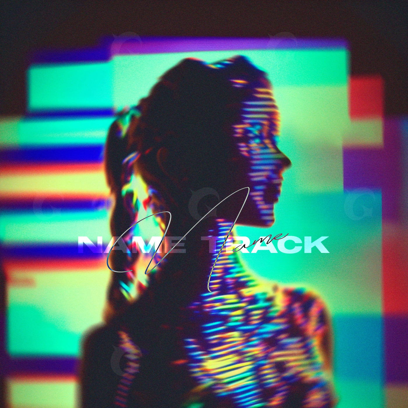 Silhouetted neon portrait