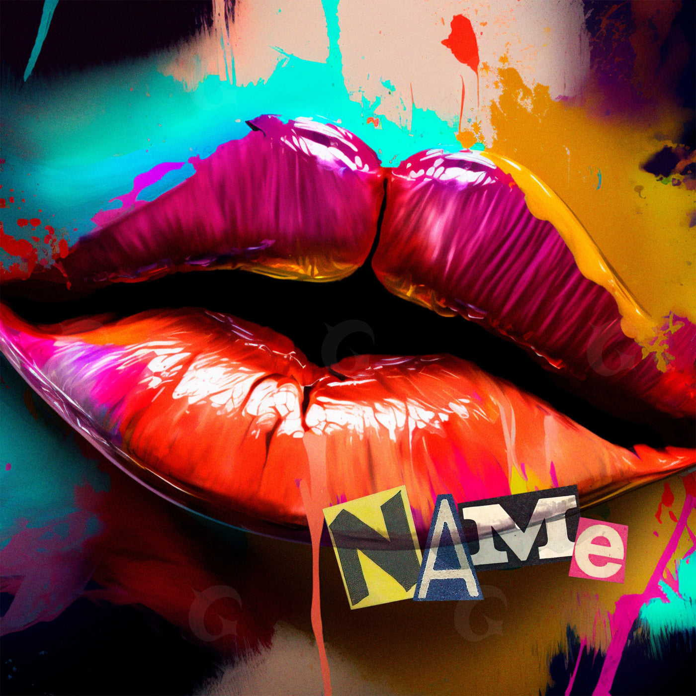Painted glossy lips