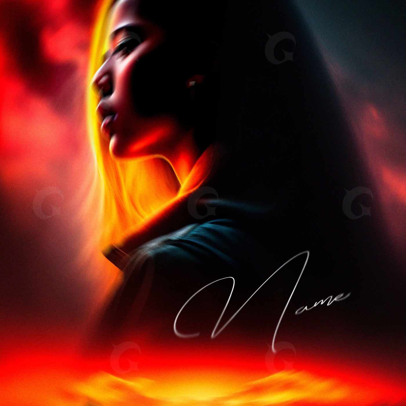 Silhouette against flame