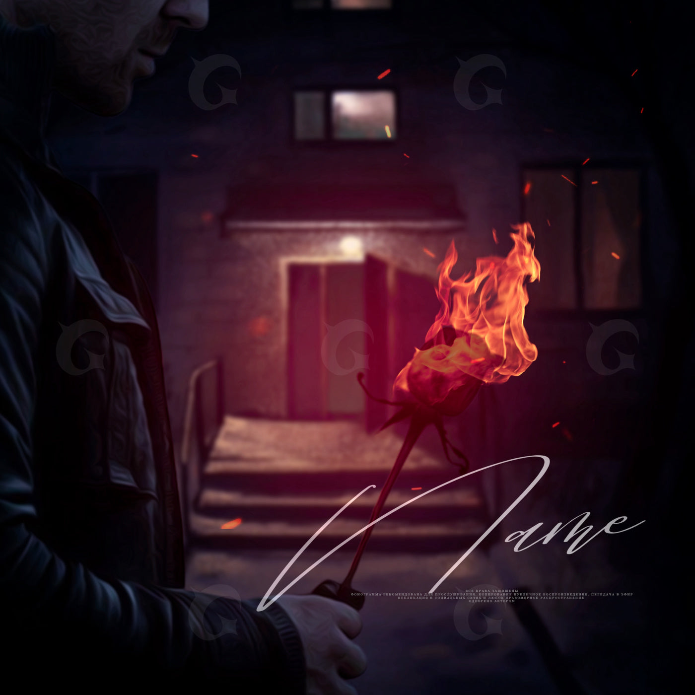 Flaming rose offering