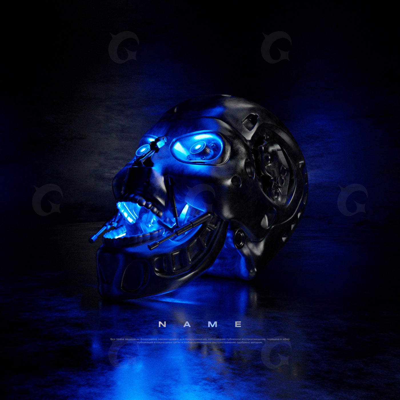 Neon mechanical skull