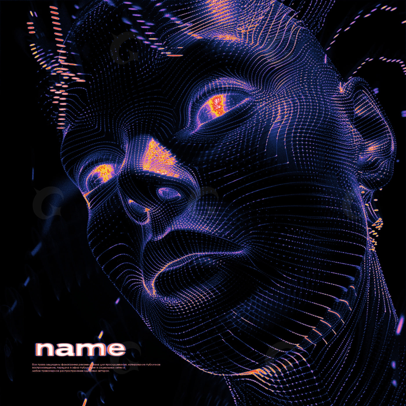 Neon wireframe face
