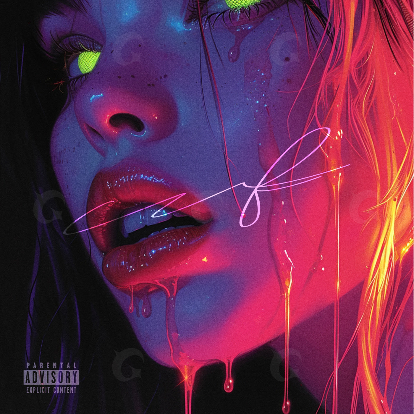 Neon dripping lips