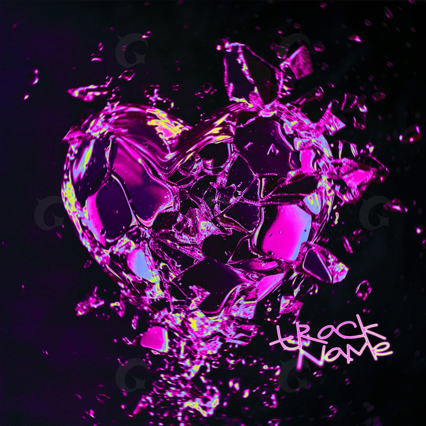 Shattered neon heart