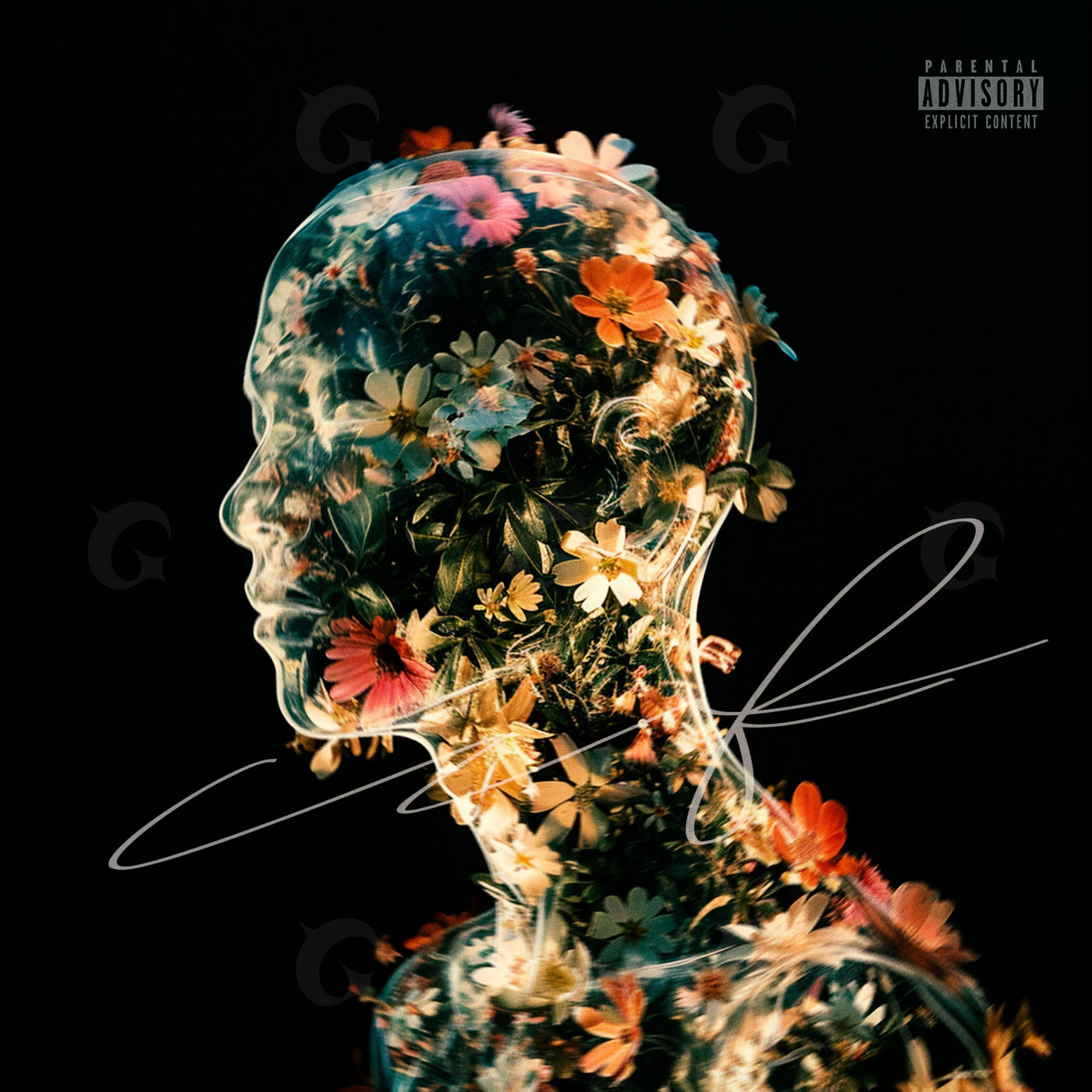 Floral mind silhouette
