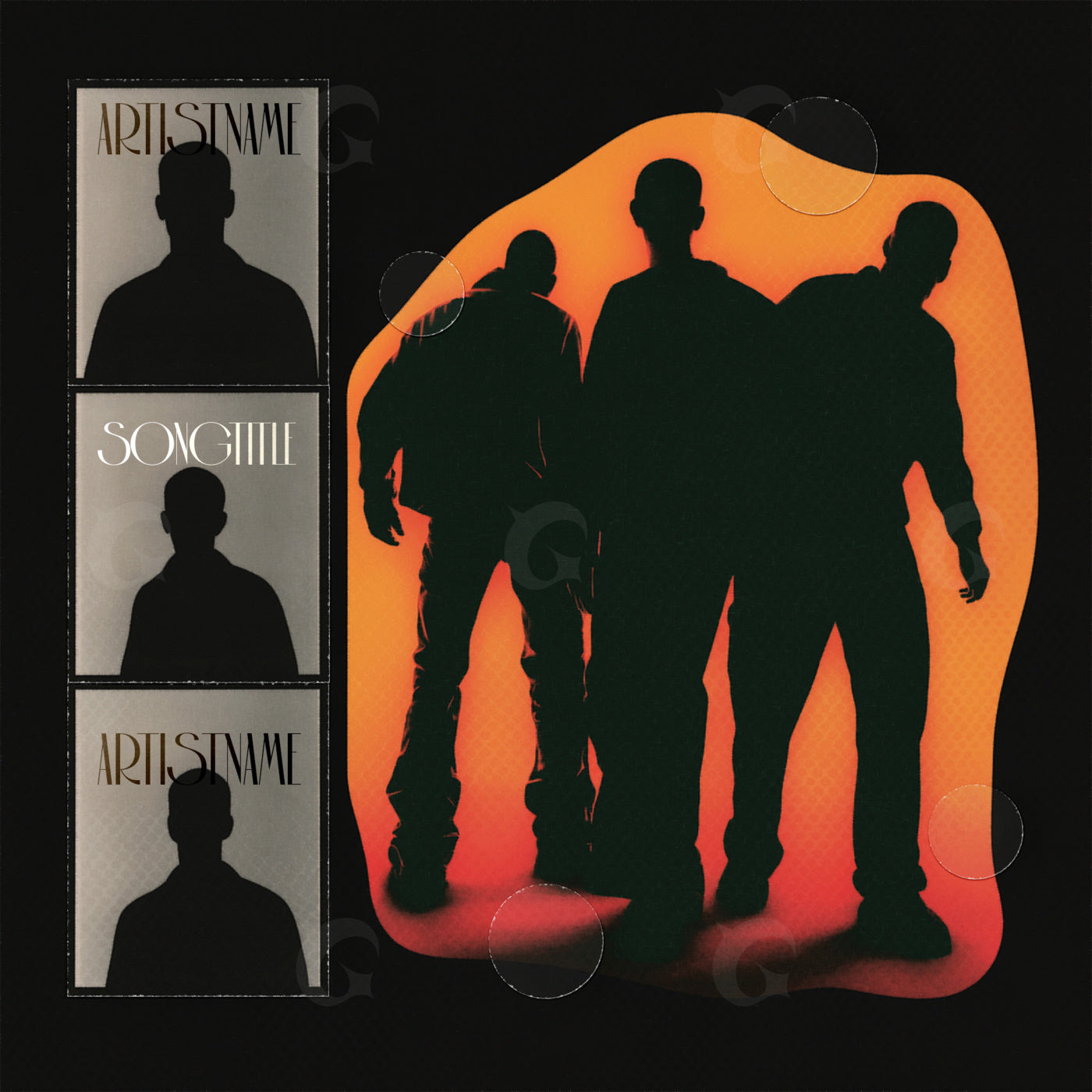 Silhouetted three men