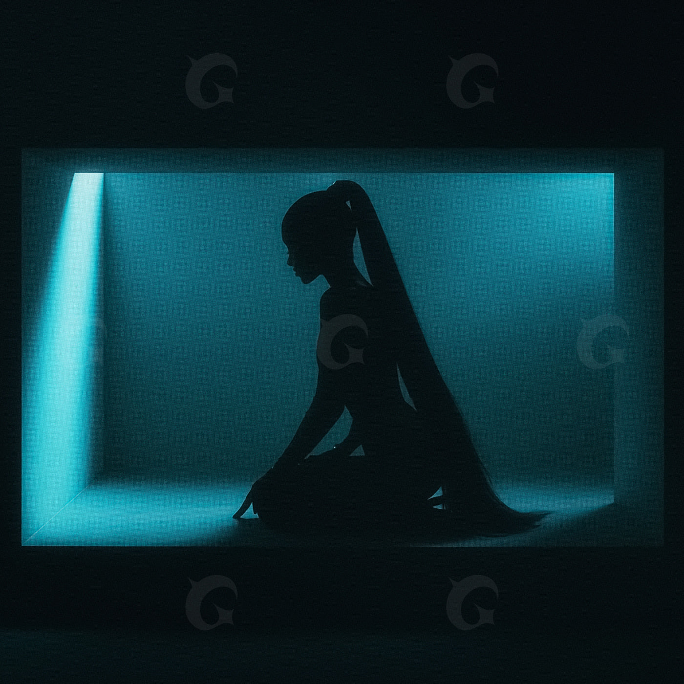 Silhouette woman kneeling