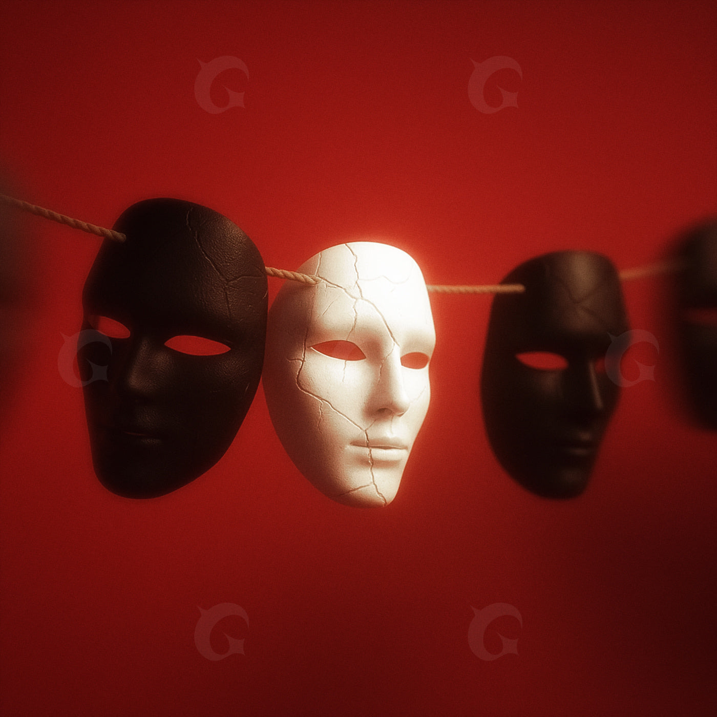 Hanging broken masks