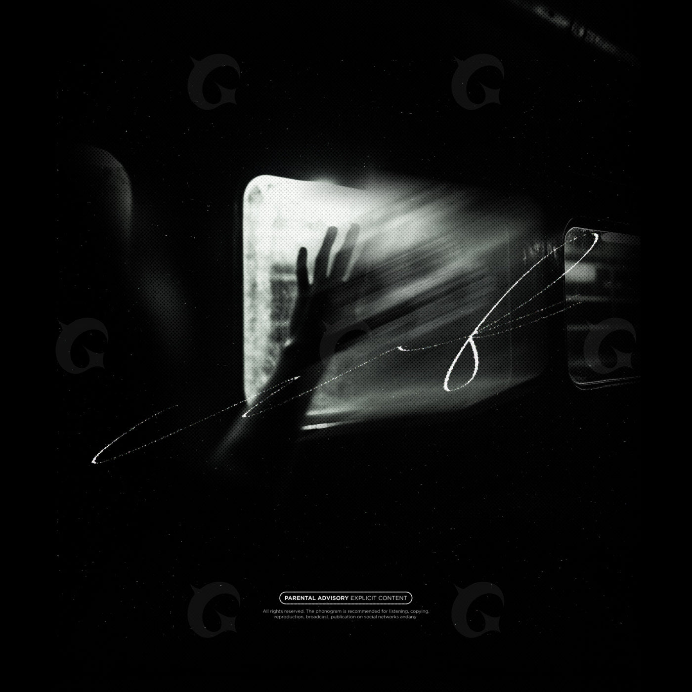 Hand against window