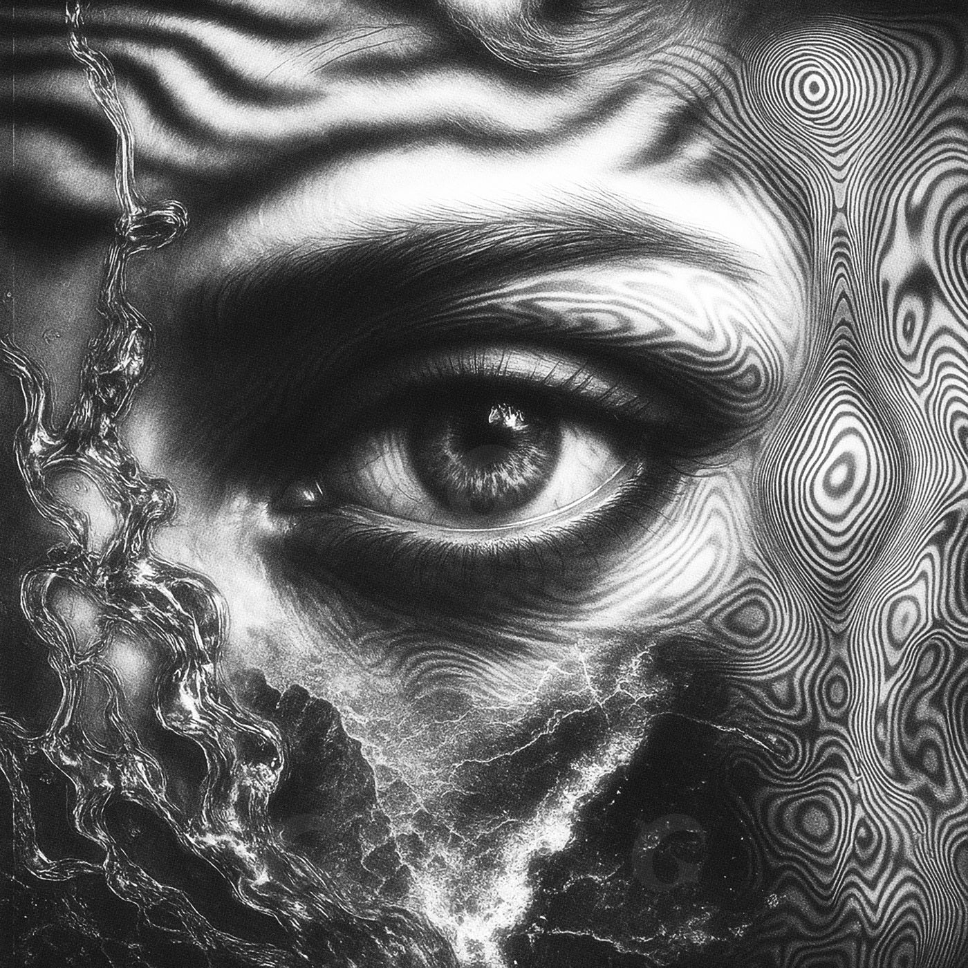Gaze amidst ripple patterns