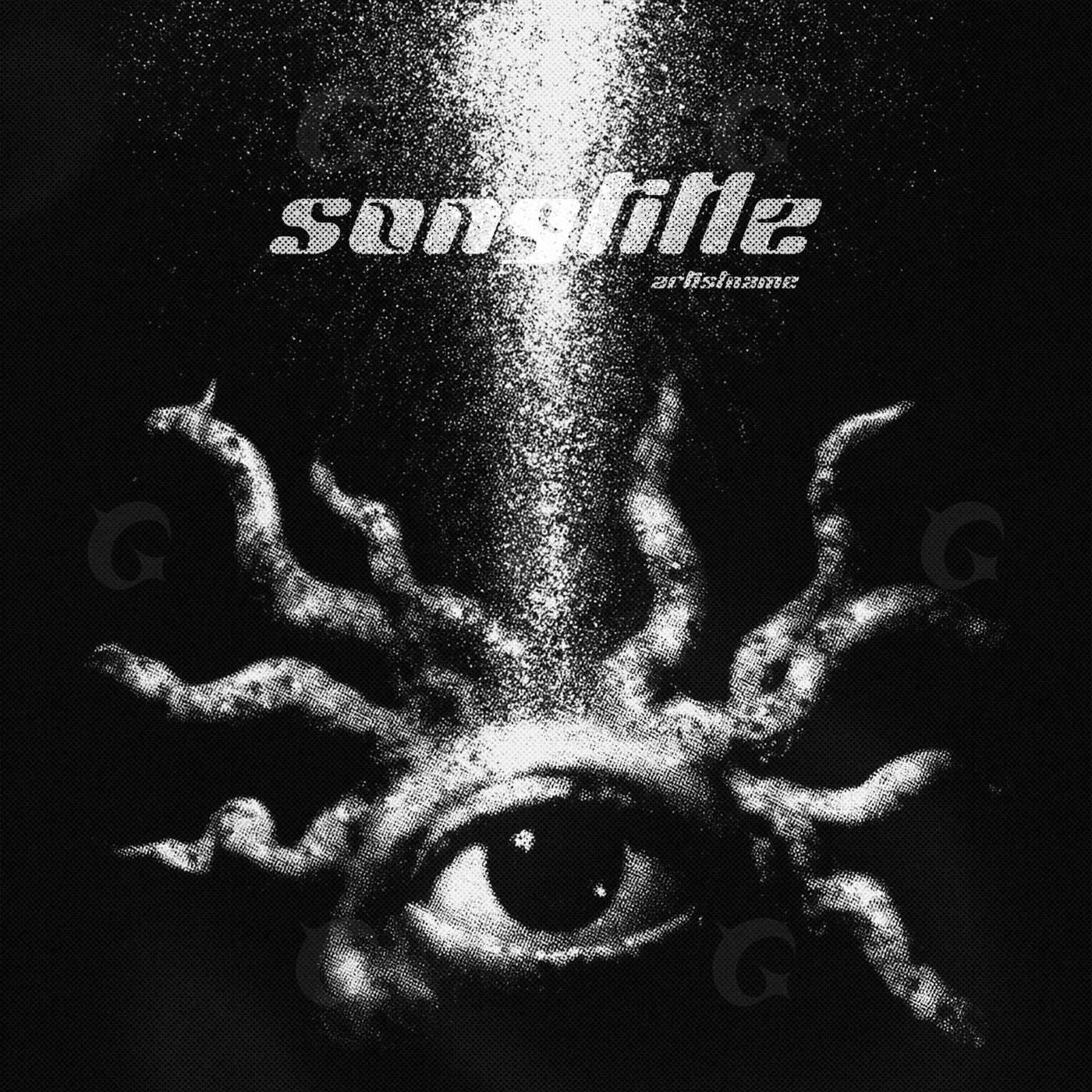 Eye with twisting tendrils