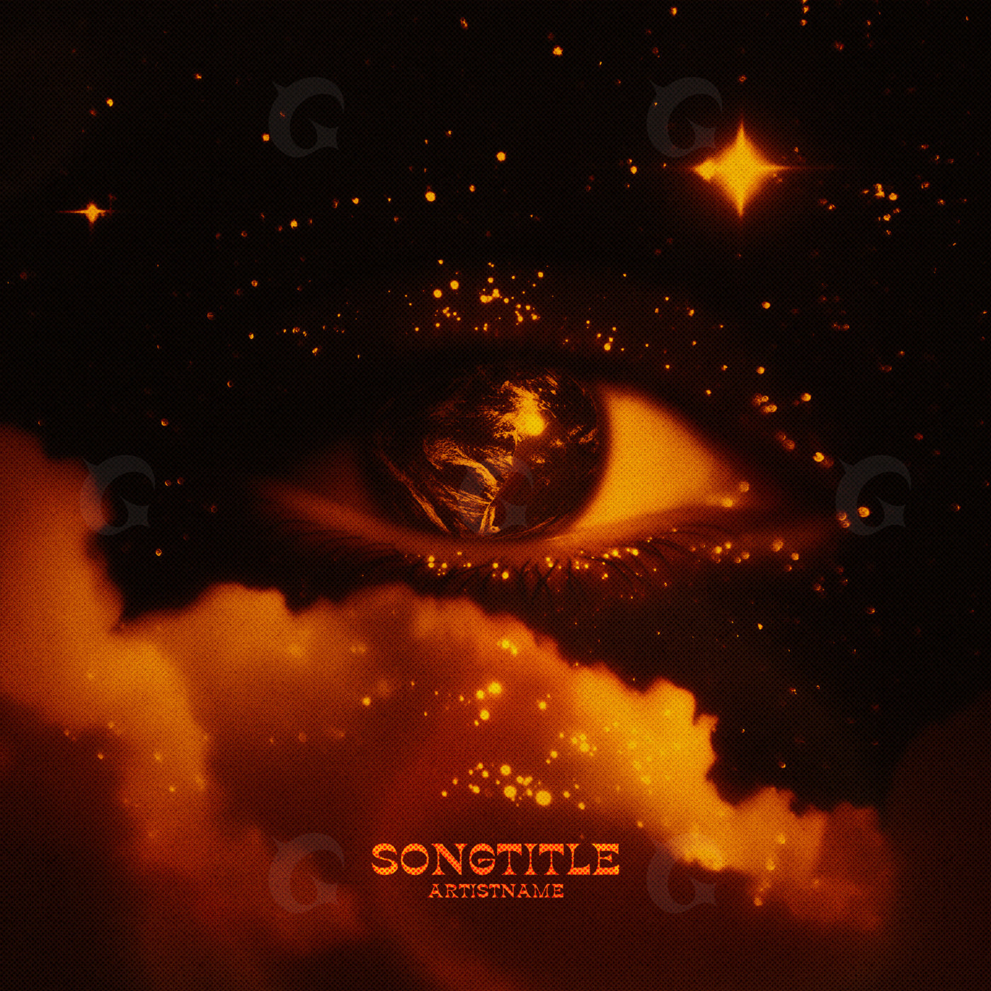 Eye over fiery cloud