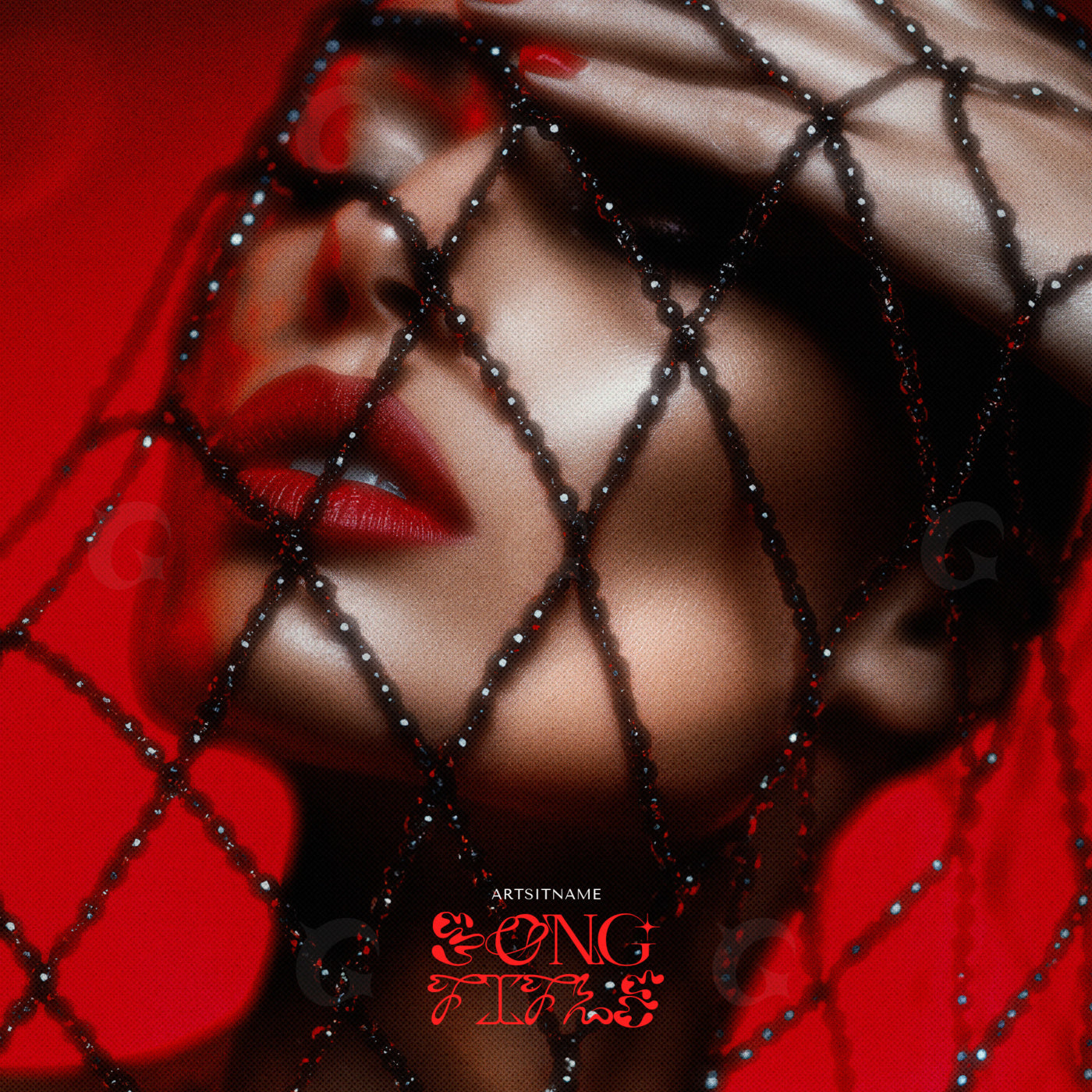 Lips behind net