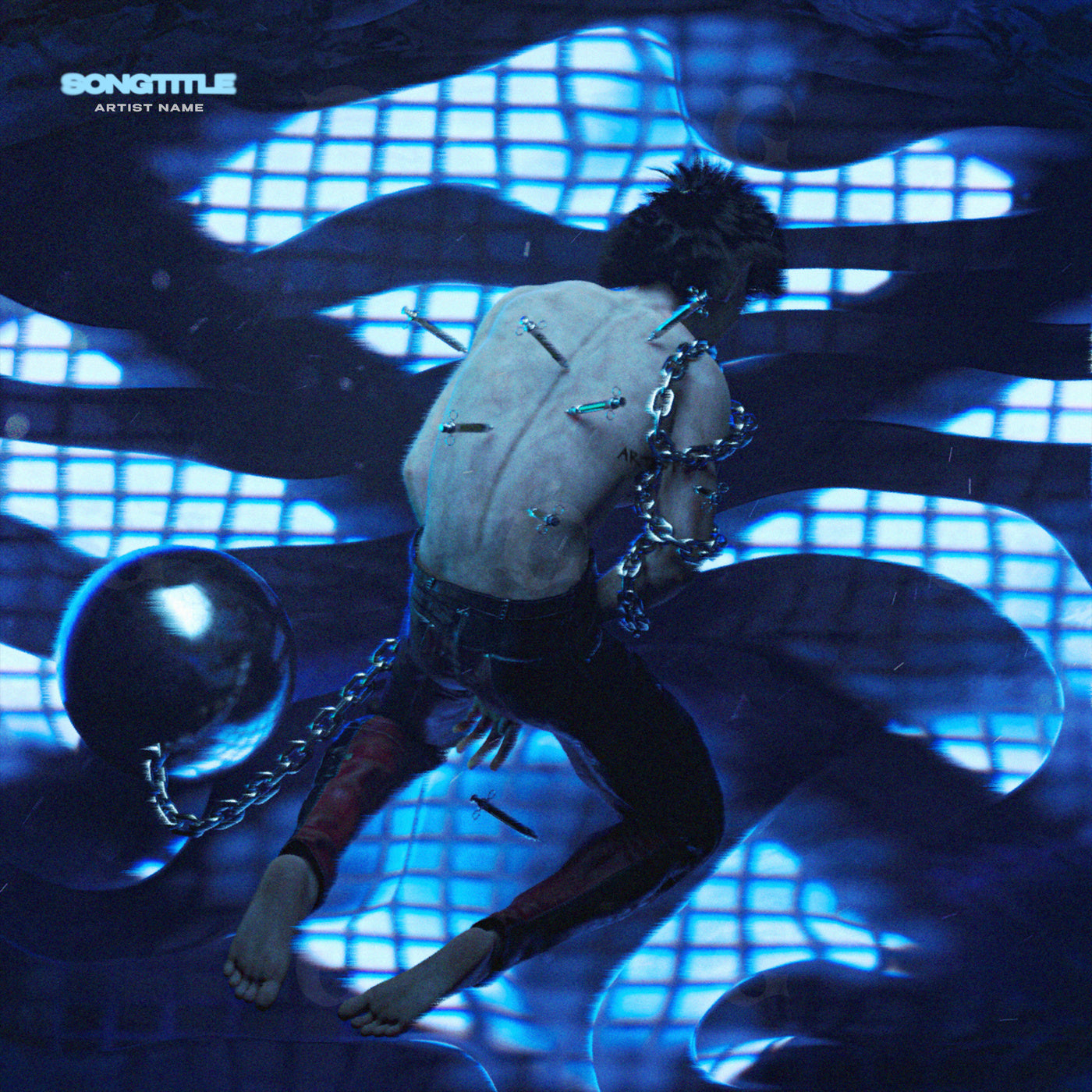 Chained man falling