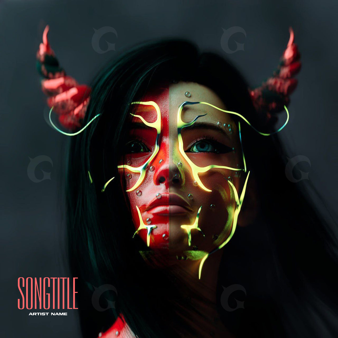 Neon masked demon