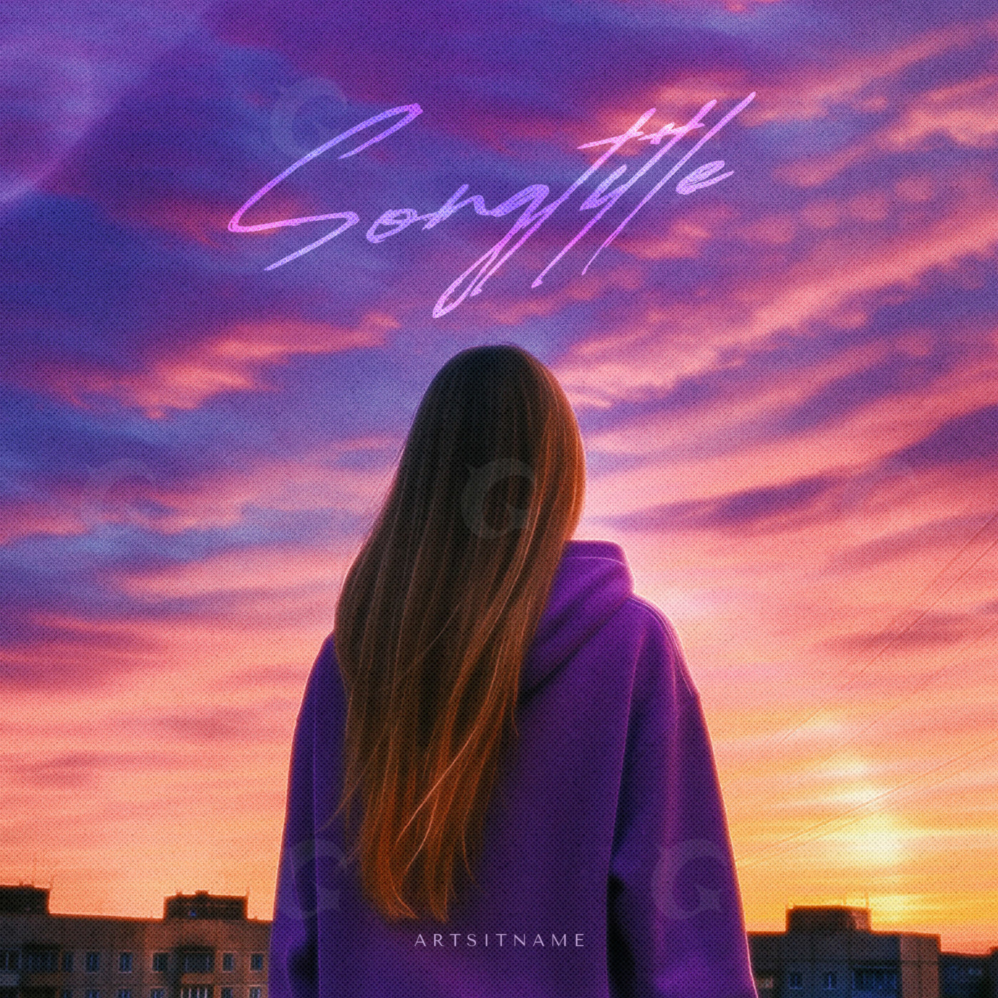 Sunset rooftop gaze