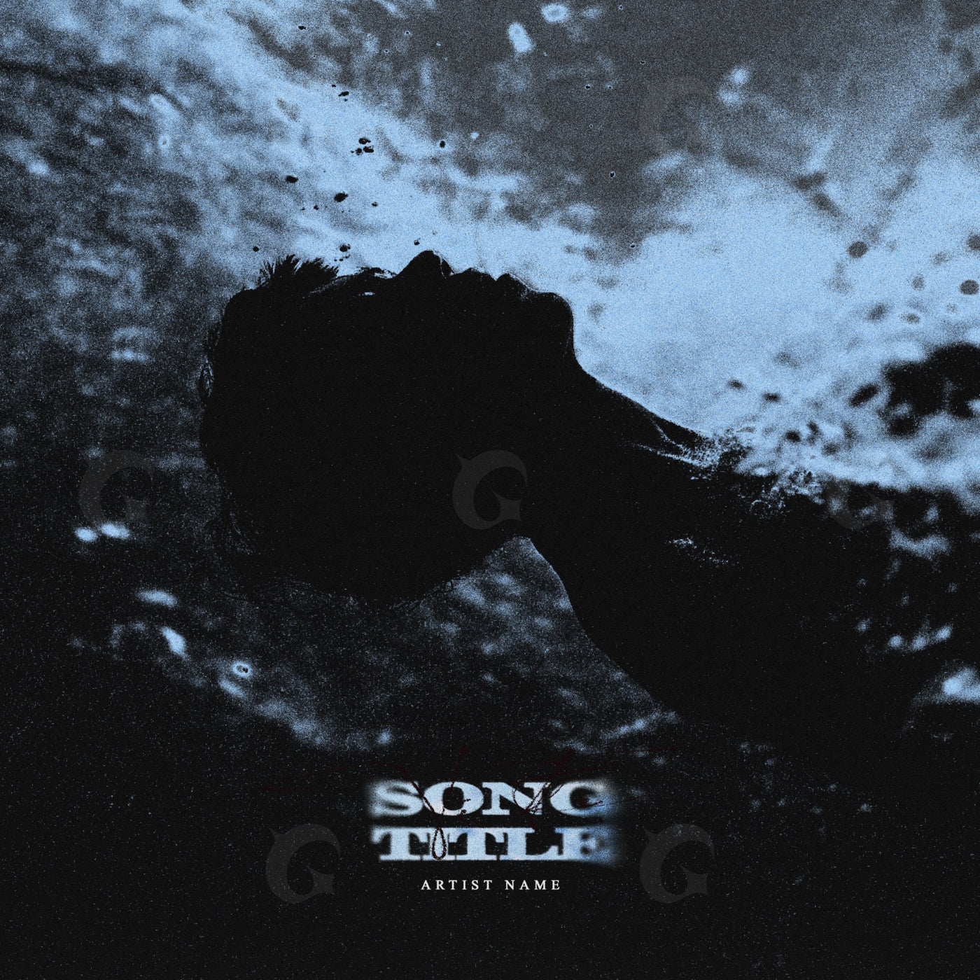 Silhouette beneath waves