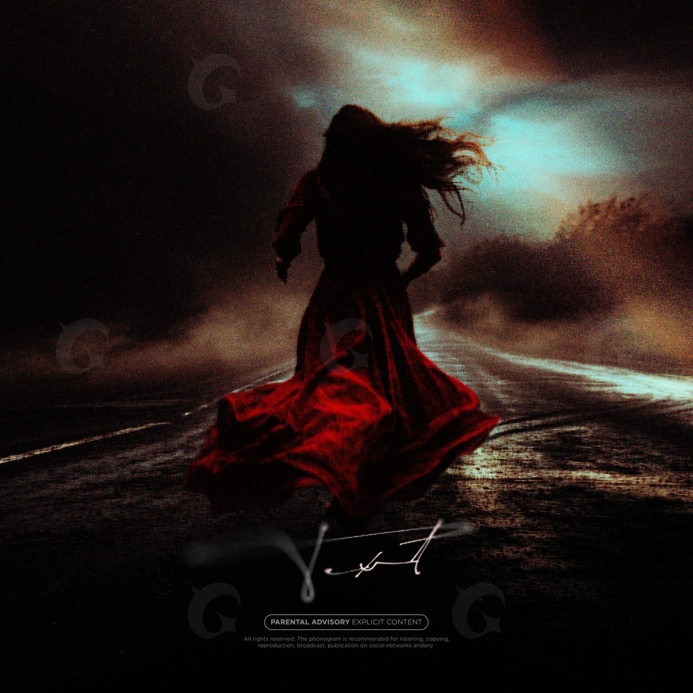 Woman running storm