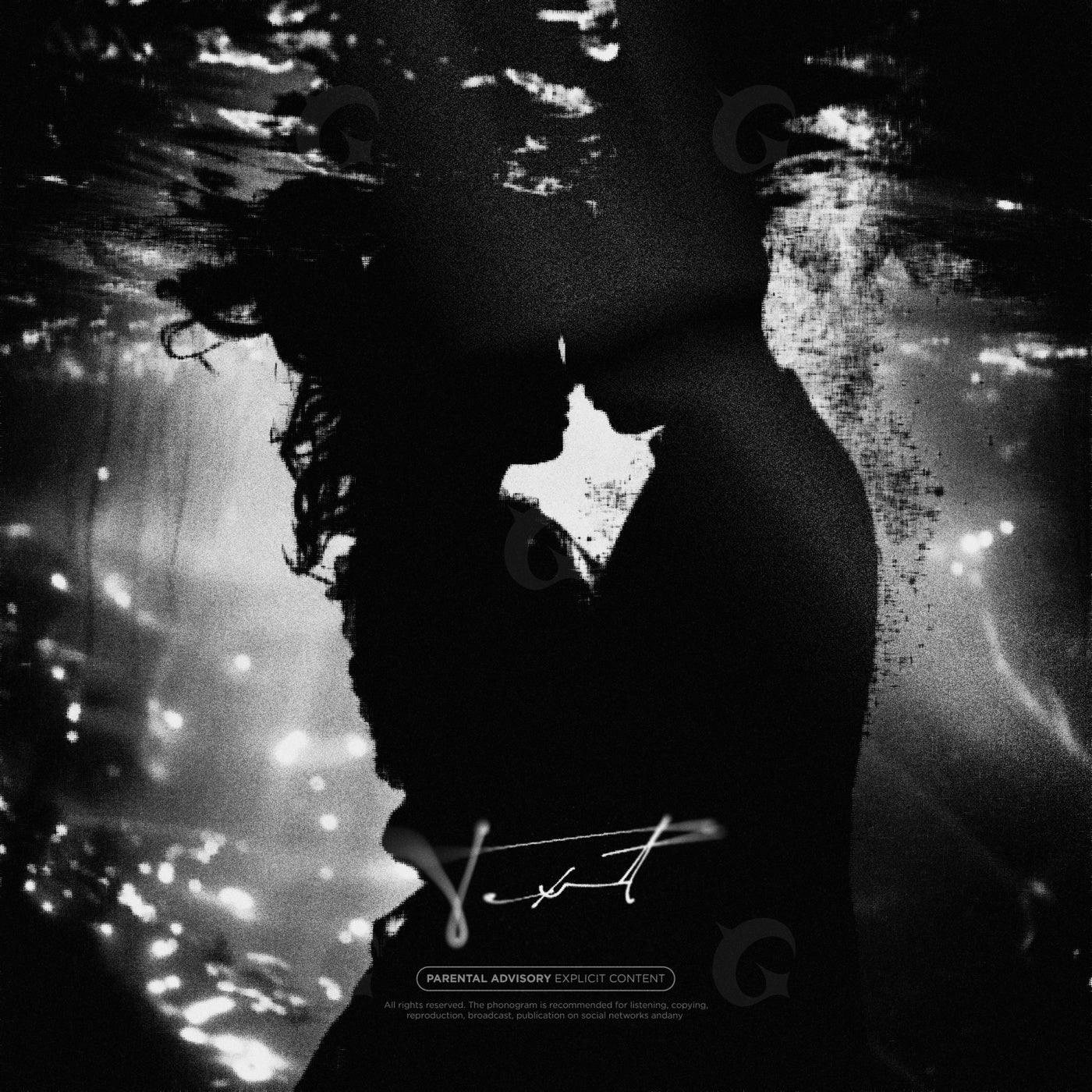 Midnight silhouette kiss