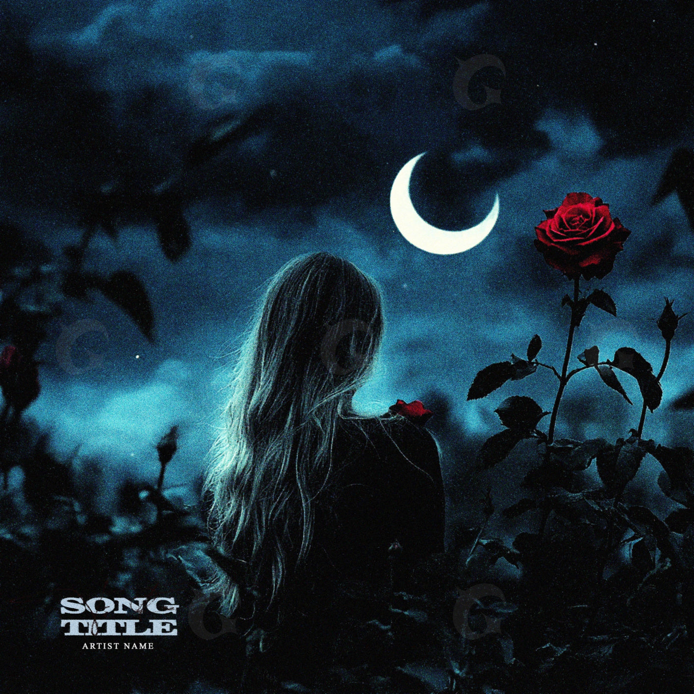 Moonlit rose garden
