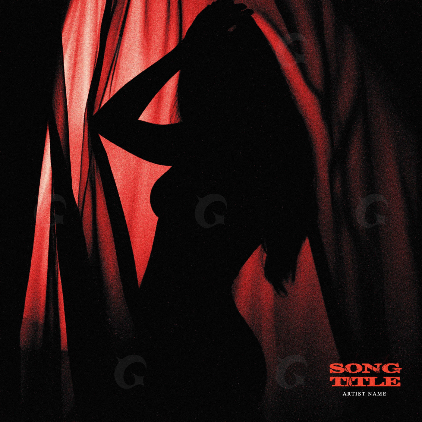 Silhouette behind curtains