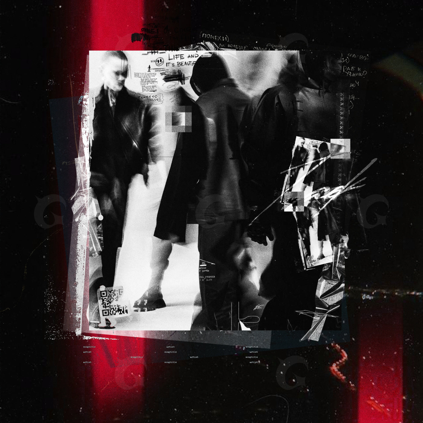 Shadowed street figures