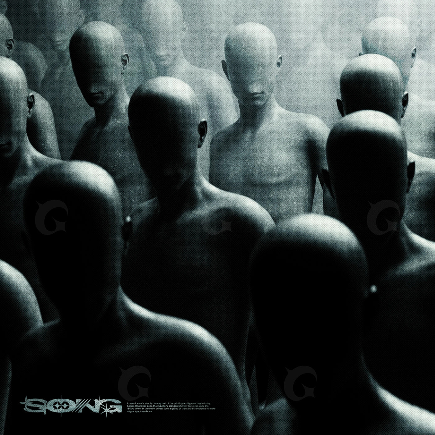 Silent faceless crowd