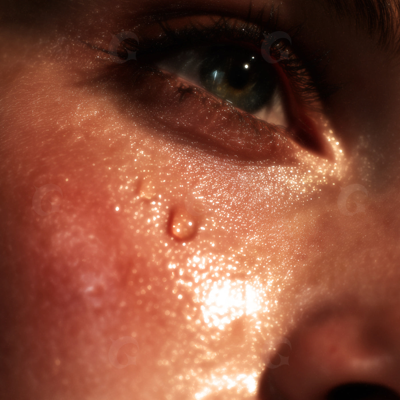 Tear on cheek