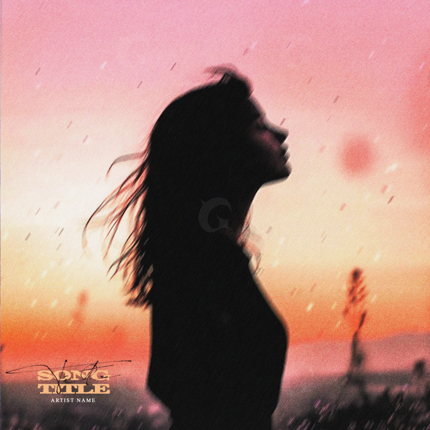 Silhouette facing sunset