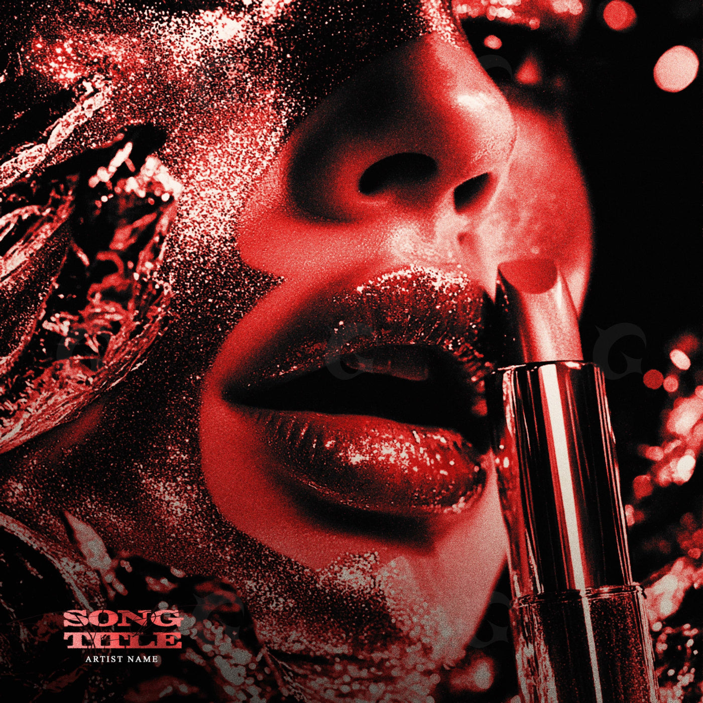 Glistening lipstick kiss