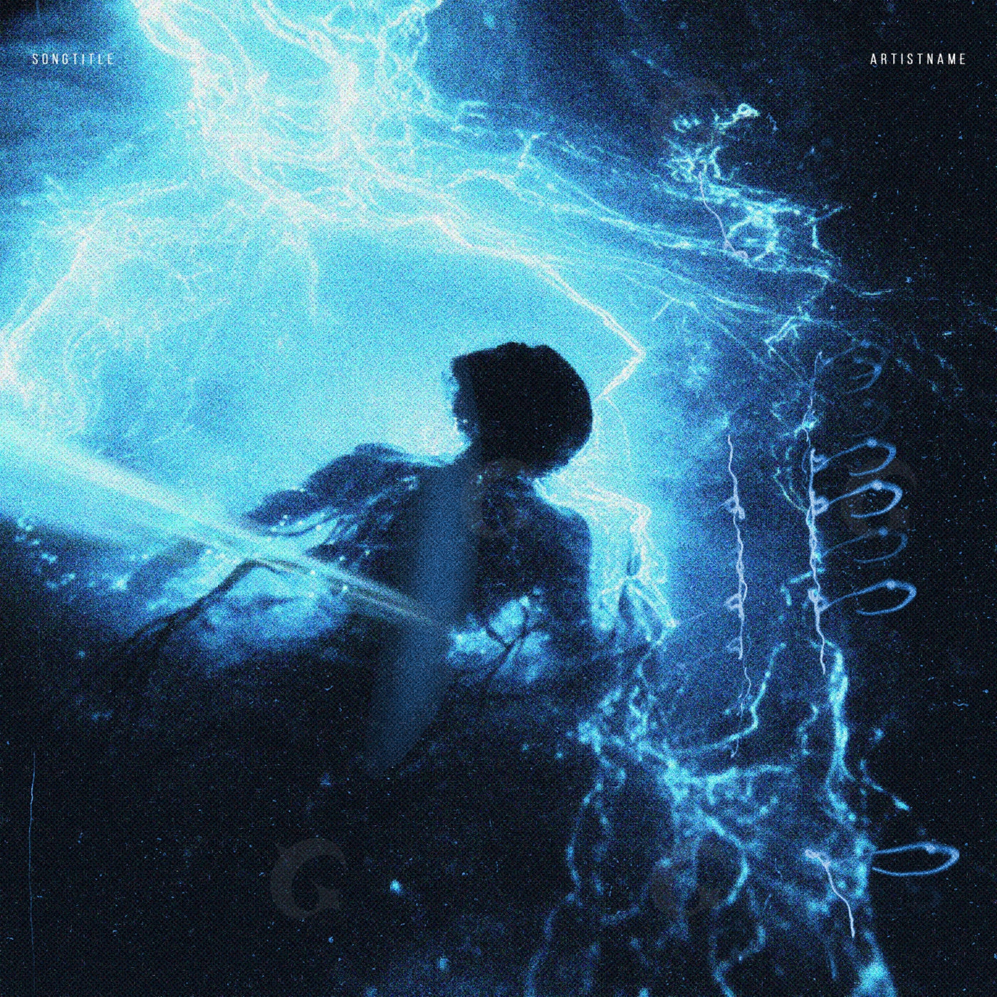 Silhouette amid electric currents