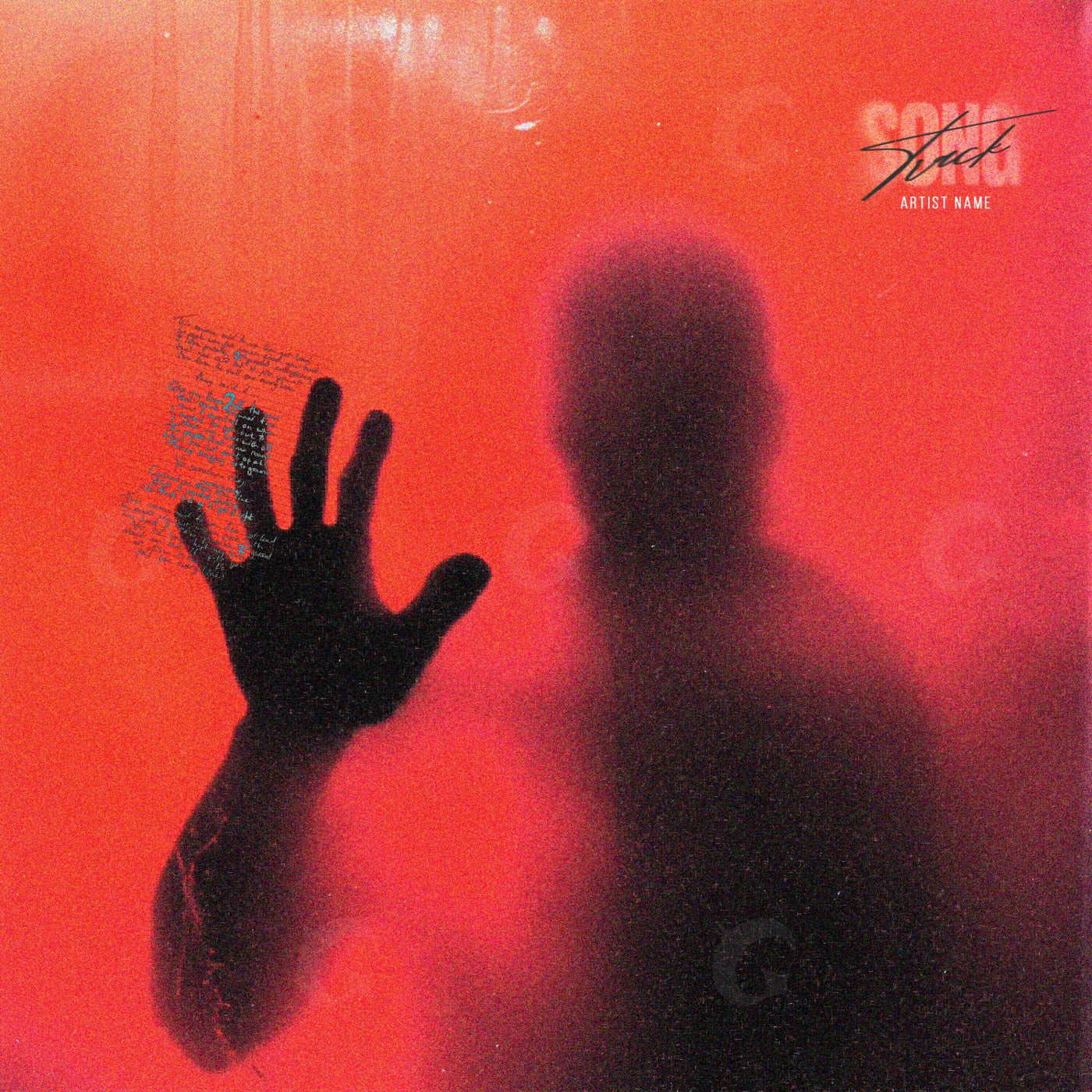 Shadow hand against glass