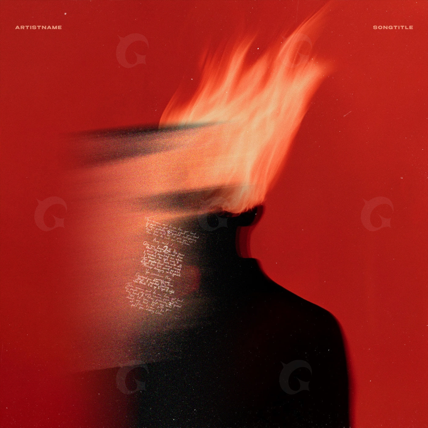 Flaming head silhouette