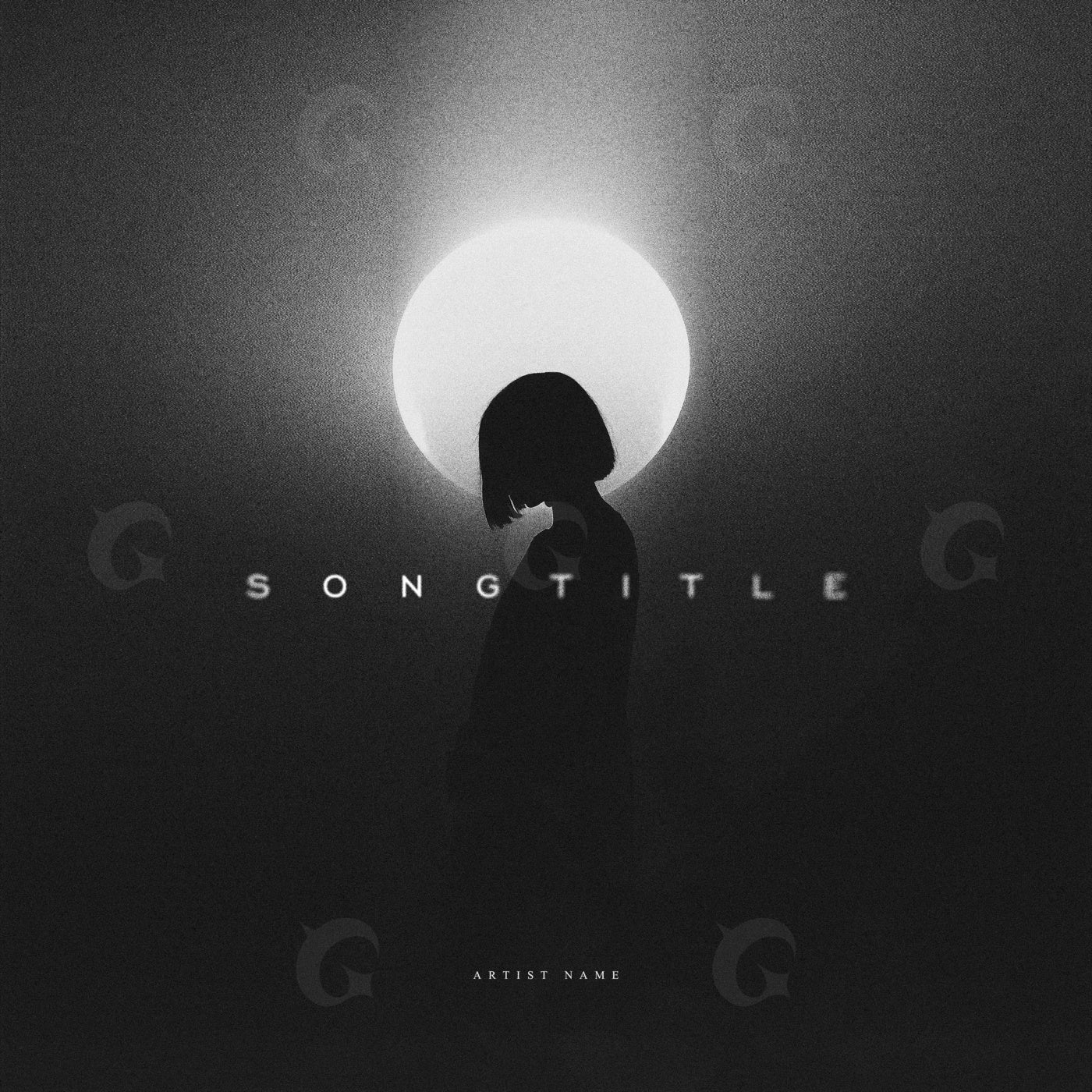 Silhouette beneath moon