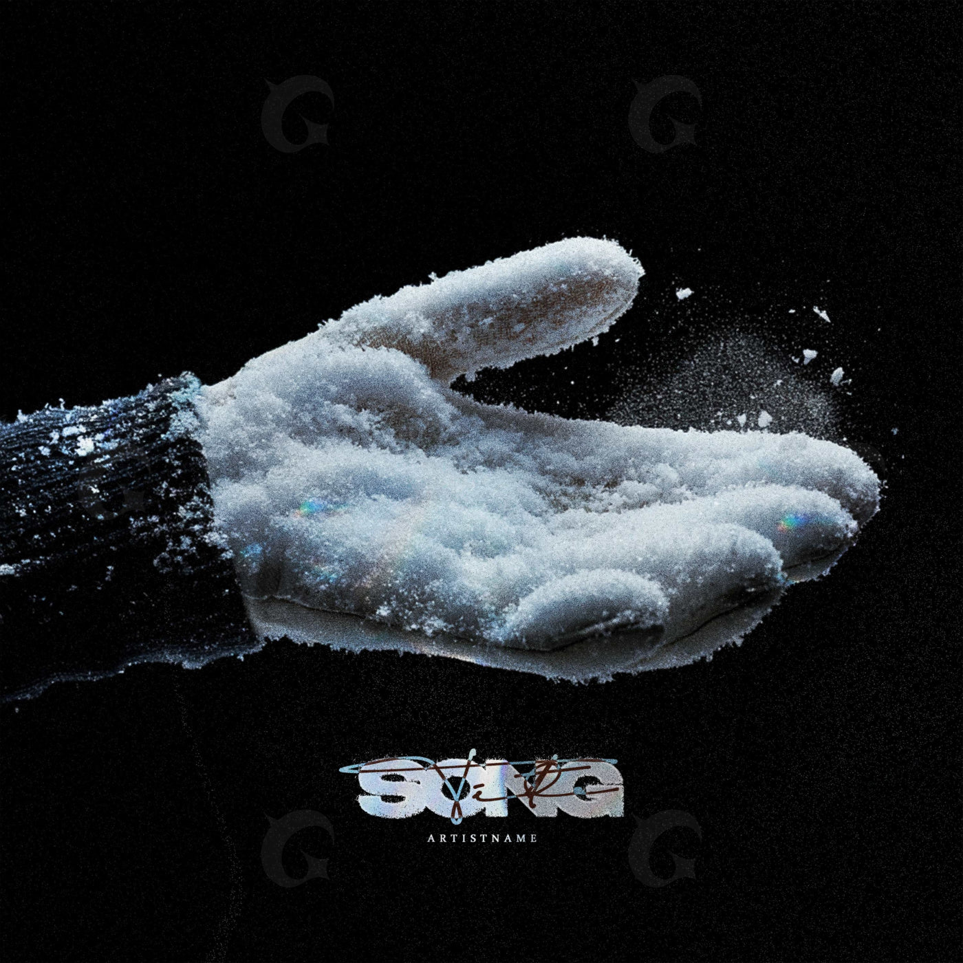 Hand holding snow