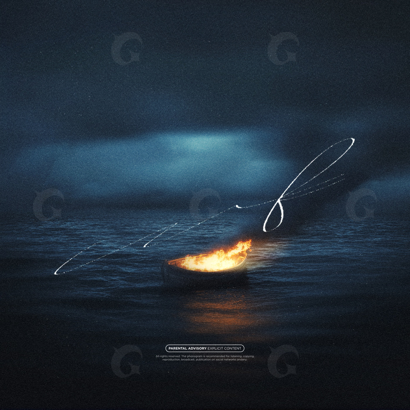 Boat aflame alone