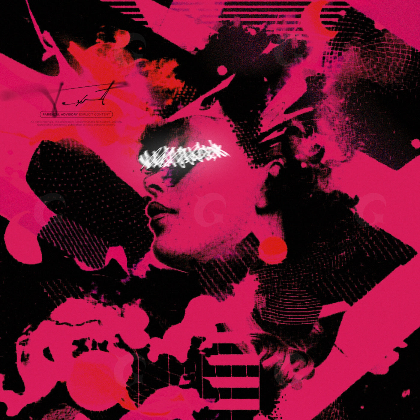 Portrait with scribbled eyes