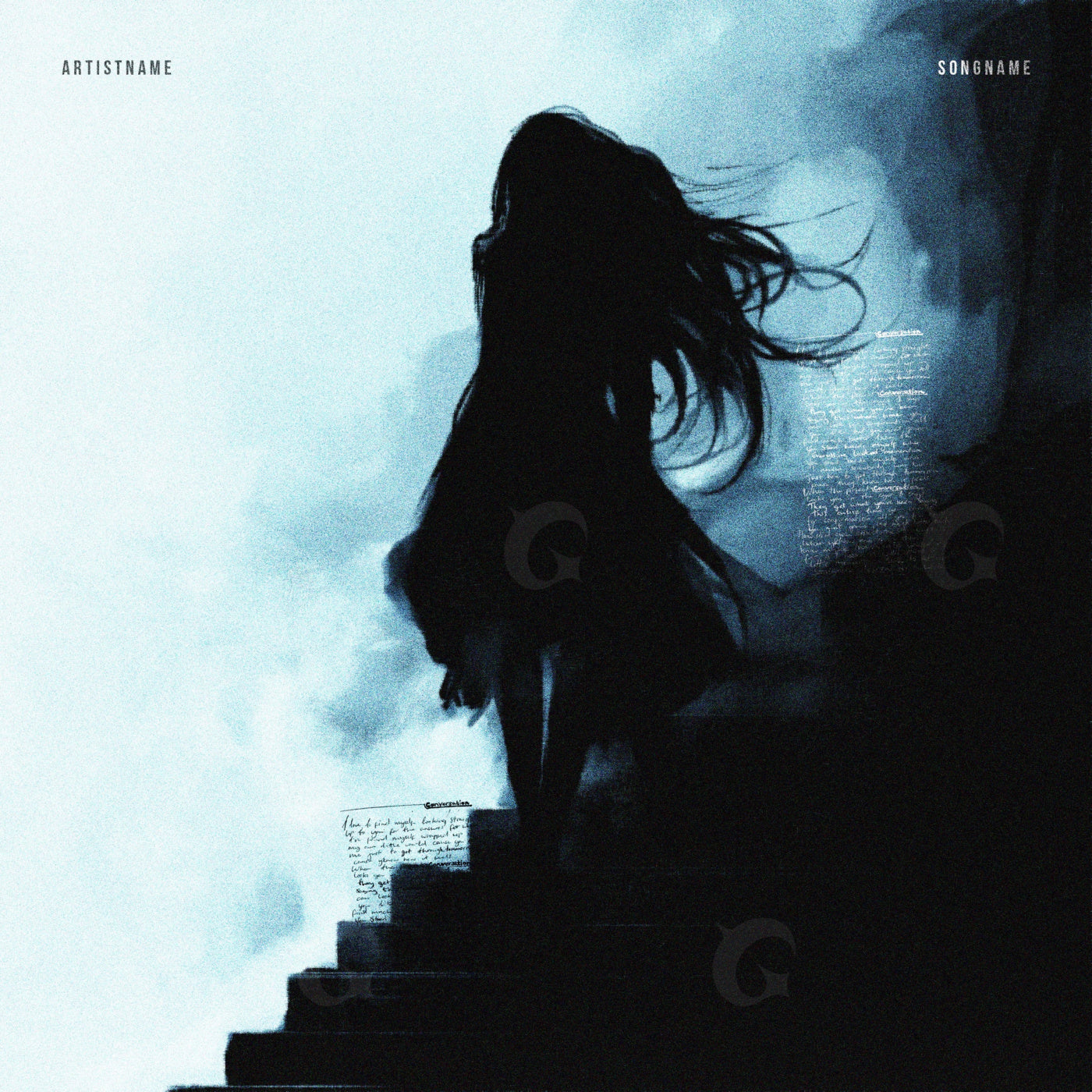 Shadowed woman ascending