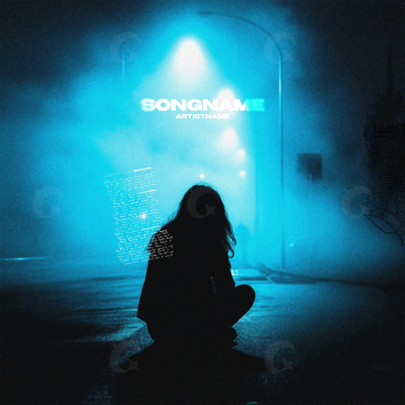 Silhouette under streetlight