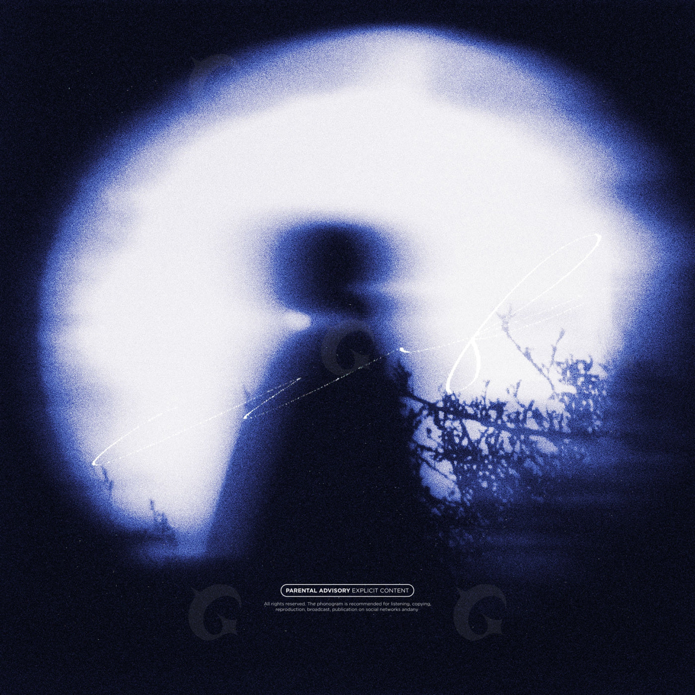 Silhouette under moon