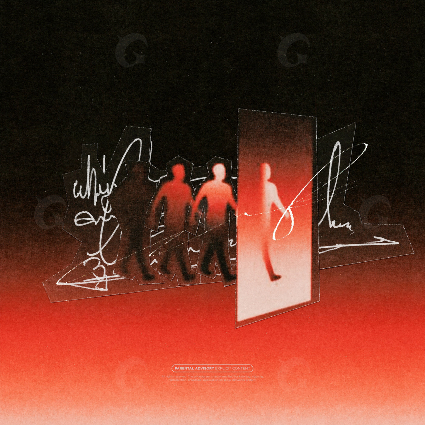 Shadowed figures passing