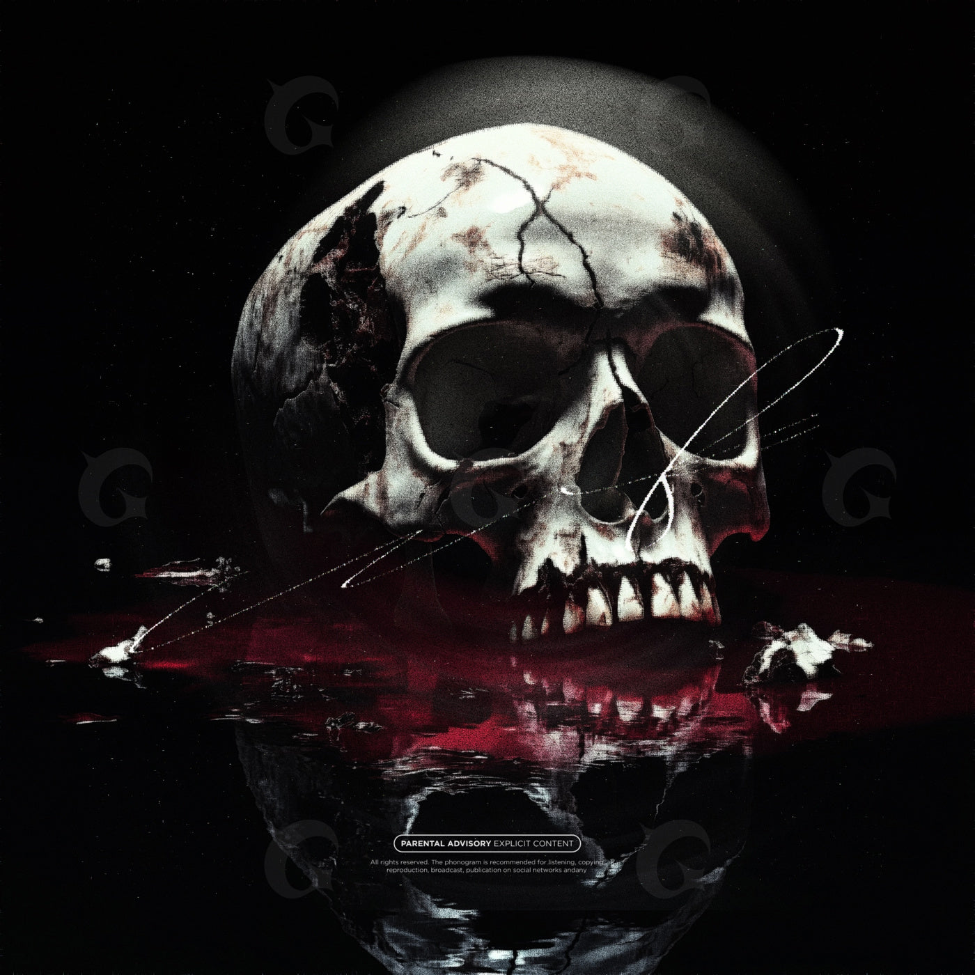 Skull floating blood