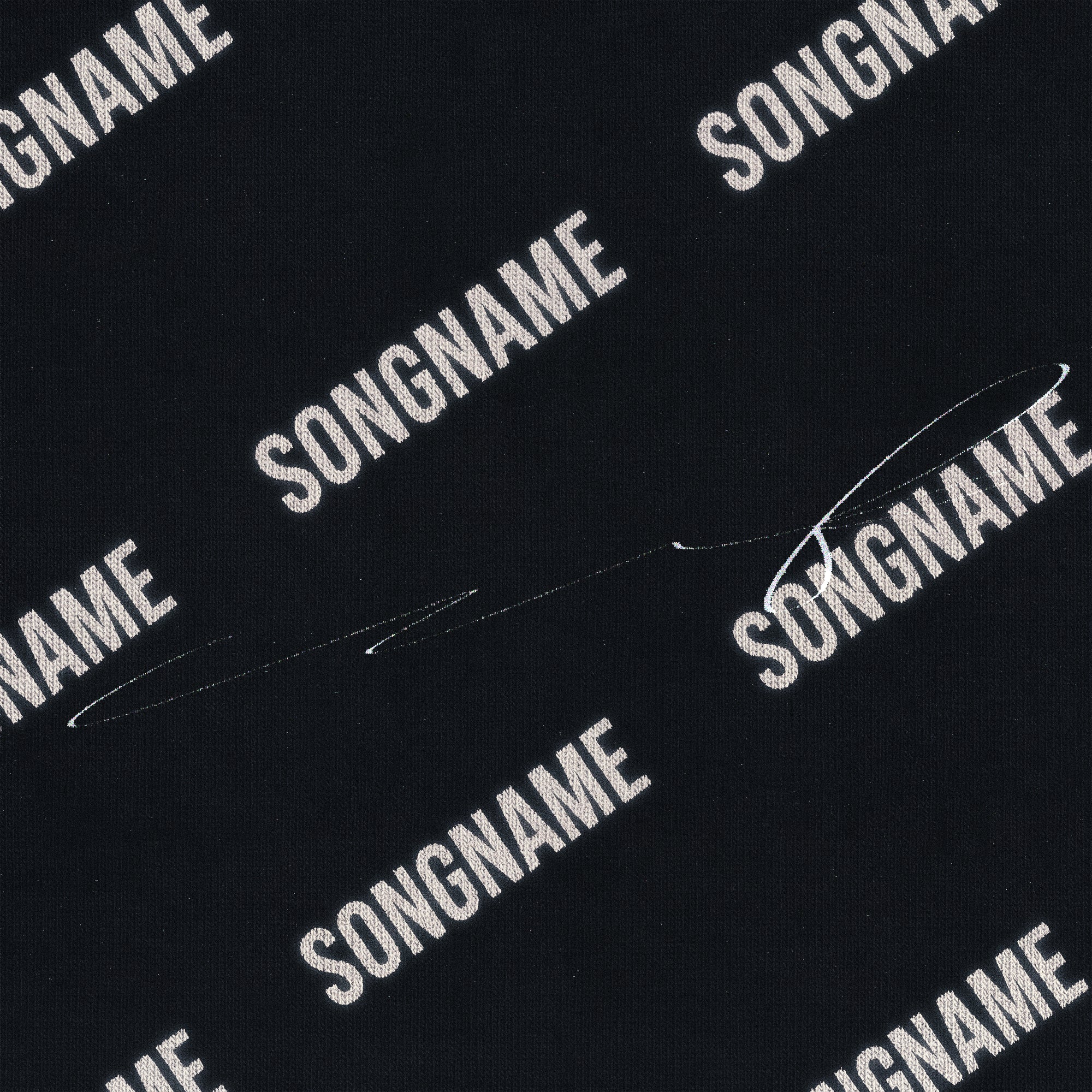 Black background with 'SONGNAME' text pattern cover art album
